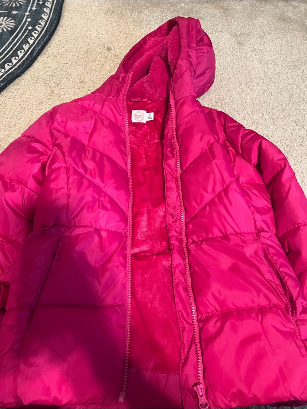wonder nation Bright Pink Hooded Puffer Jacket size 6-6x